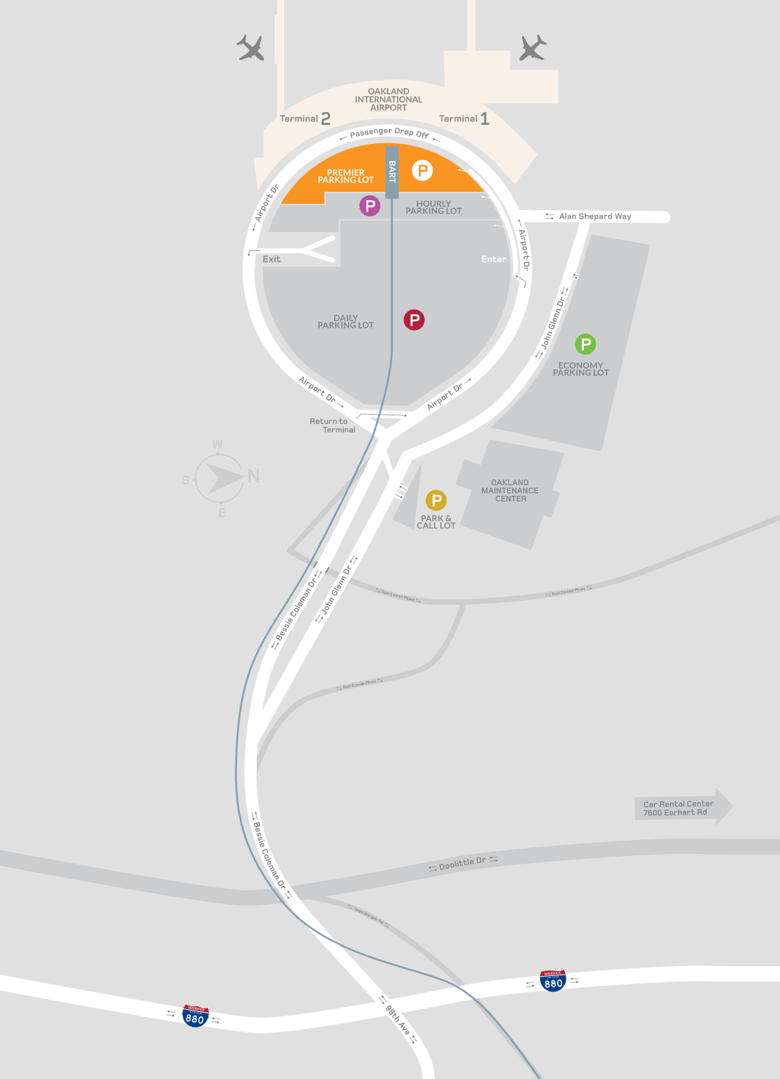 Oakland International Airport Premier Parking Map 2025