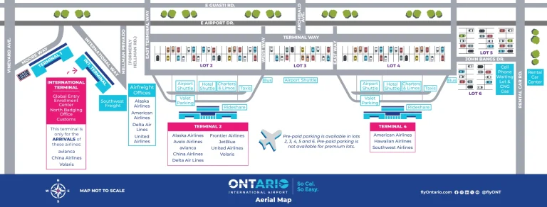 Ontario International Airport Ground Transportation Map 2025