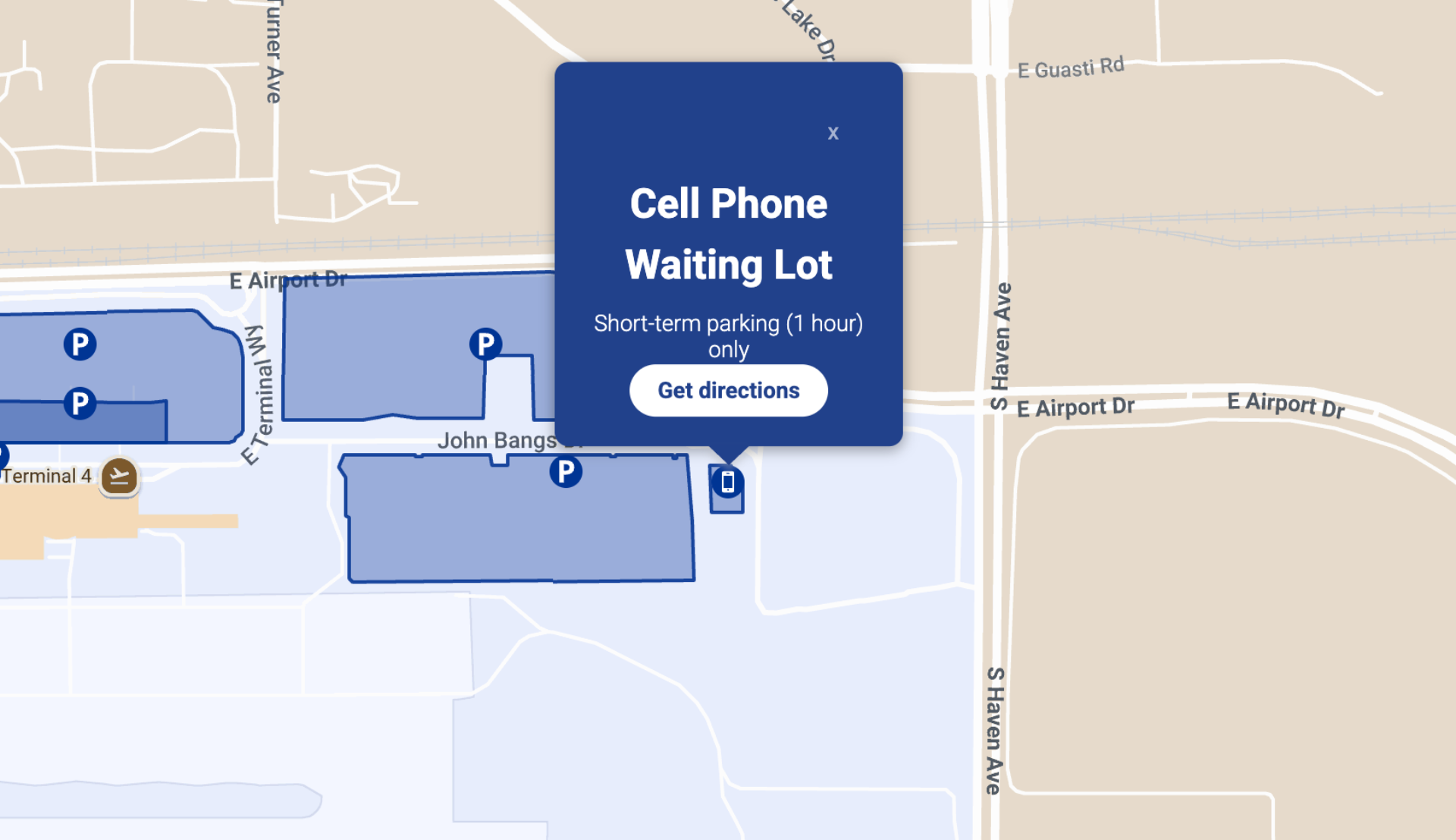 Ontario International Airport Terminal Cell Phone Waiting Map 2025