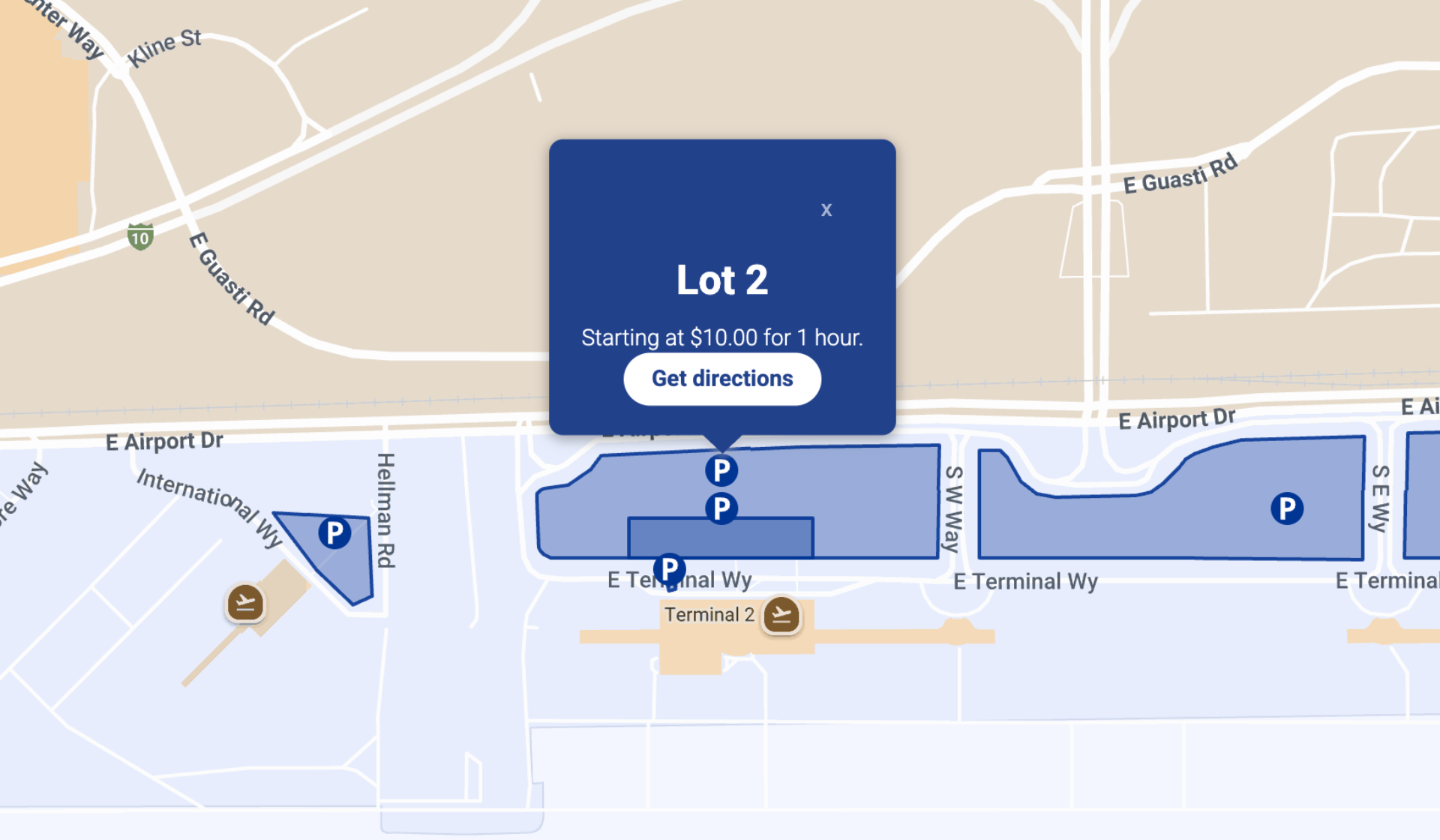 Ontario International Airport Terminal Lot 2 Premium Parking Map 2025