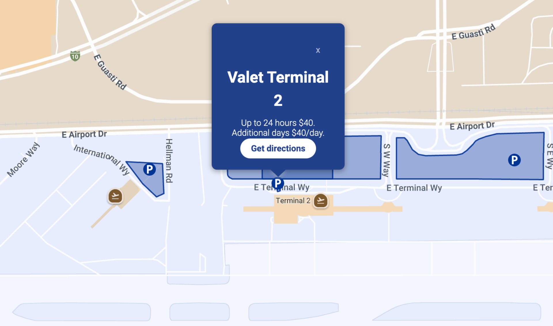 Ontario International Airport Terminal Valet Terminal 2 Parking Map 2025
