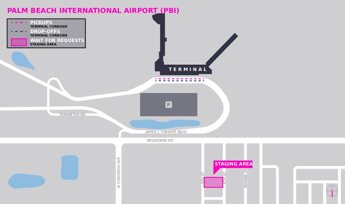 Palm Beach International Lyft Staging Area Map 2025Palm Beach International Airport Ground Transportation Map