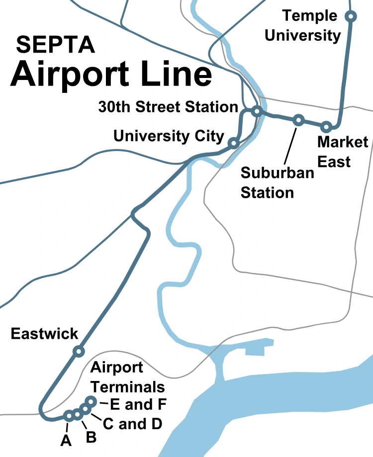 Philadelphia International Airport SEPTA Line Map 2025