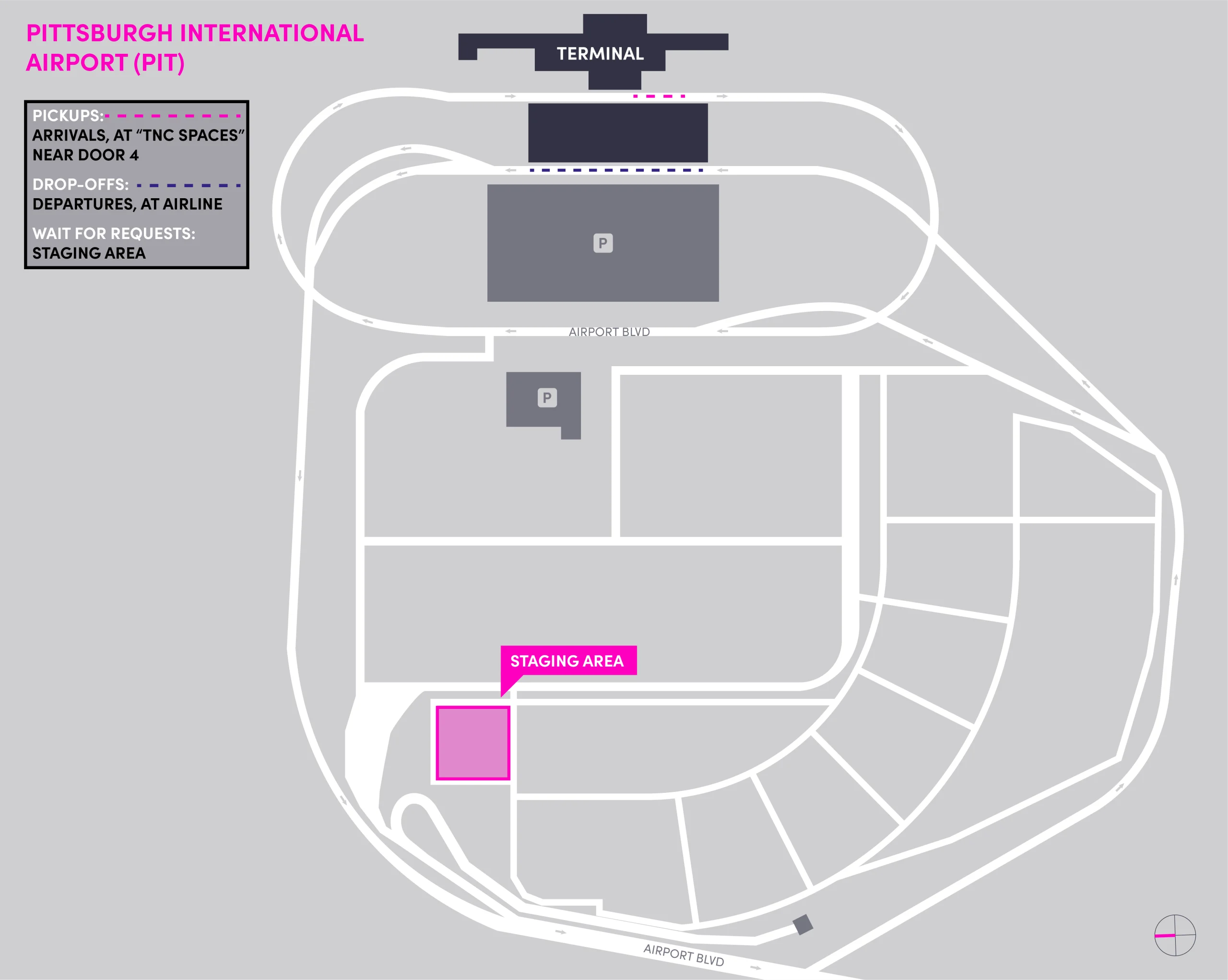 Pittsburgh International Airport Ground Transportation Map Lyft Staging 2025