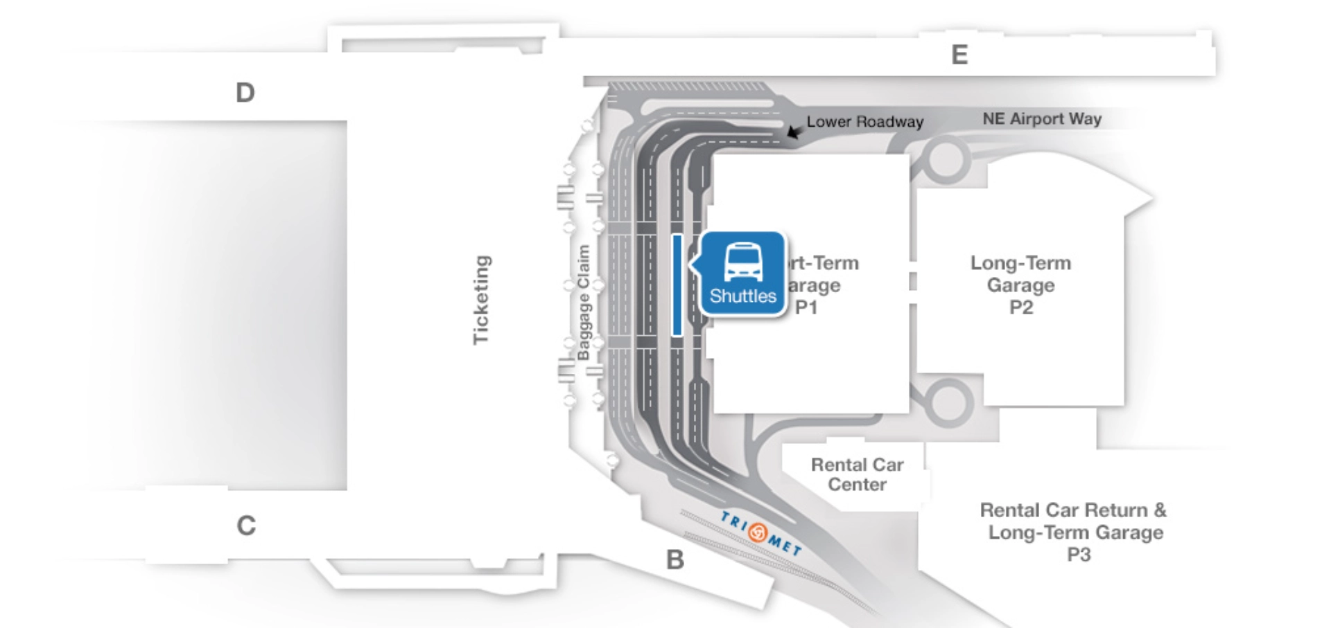 Portland International Airport Shuttle Station Map 2025-2021