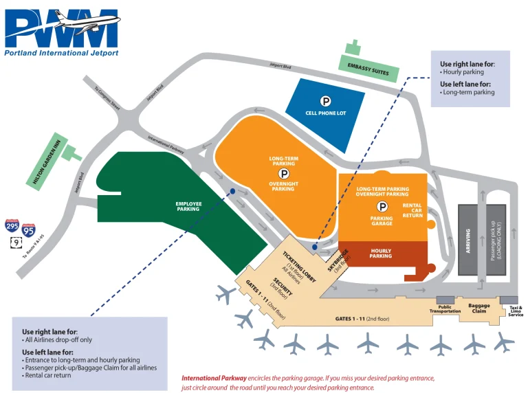 Portland International Jetport Airport Parking Map 2025