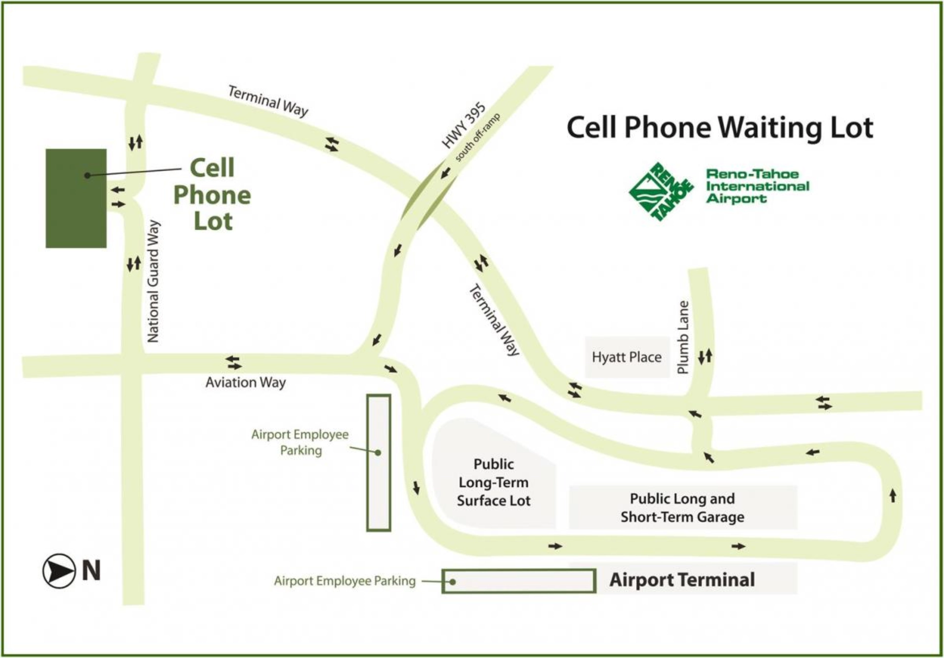 Reno Tahoe International Airport Cell Phone Waiting Map 2025