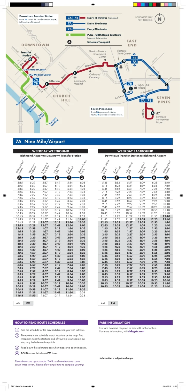 Richmond International Airport Route 7A Map 2025-1