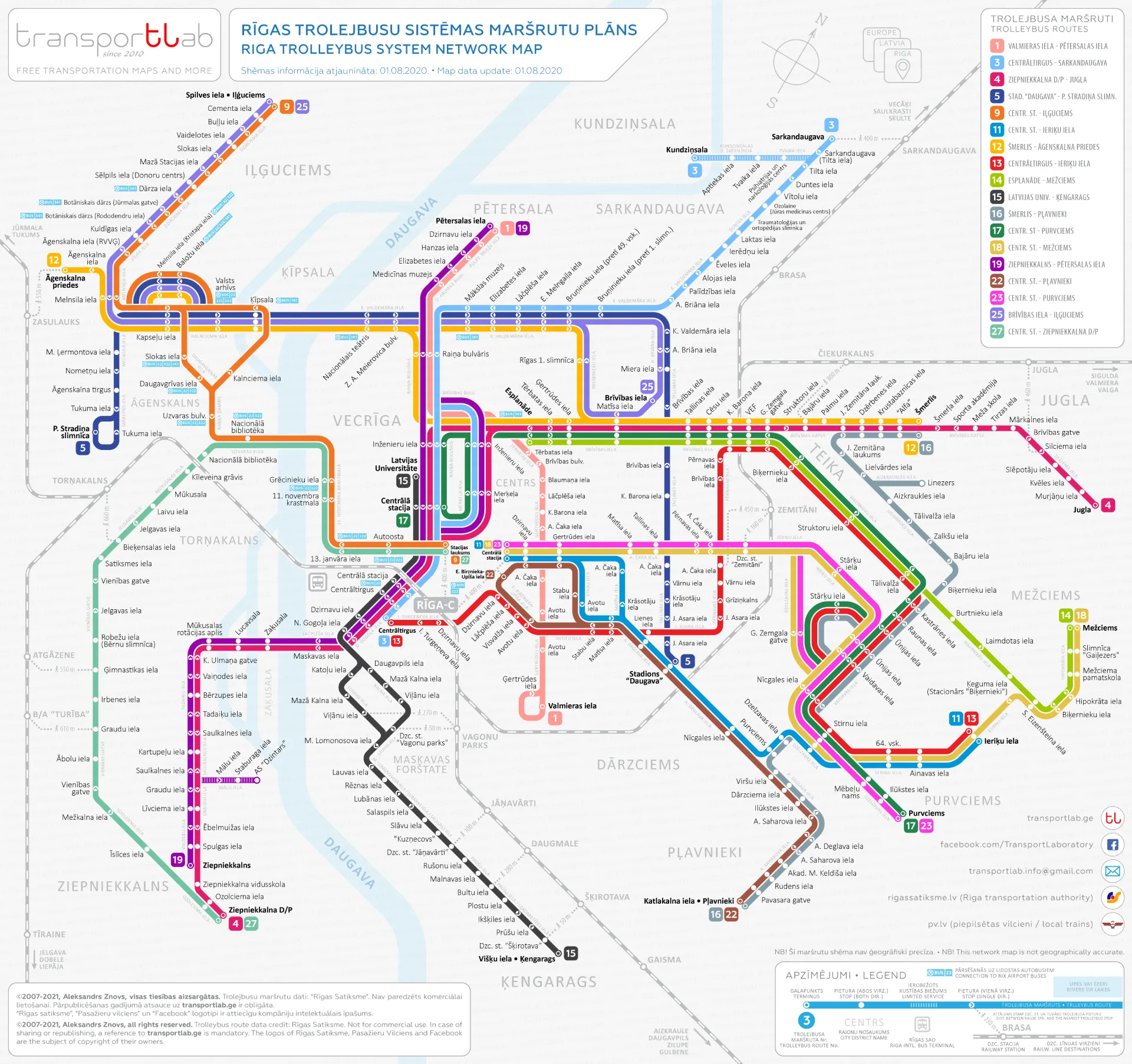 Riga International Airport Trolleybus Map 2025-2020