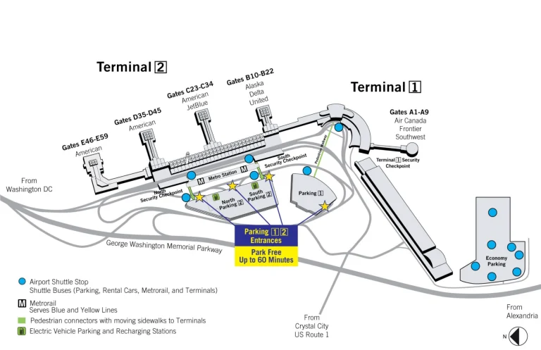 Ronald Reagan Washington National Airport Parking Map 2025-2022-1