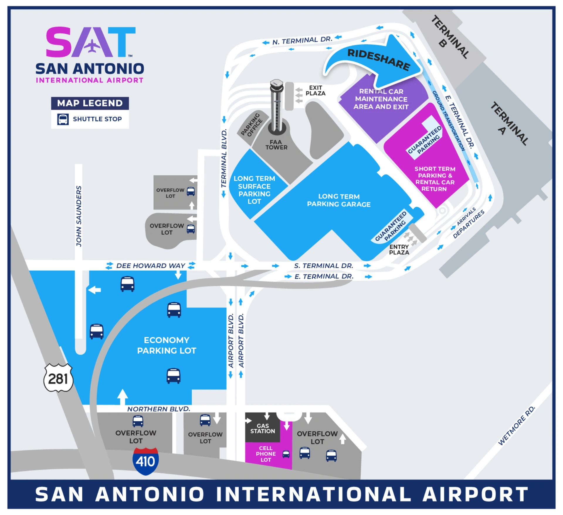 San Antonio International Airport Parking Map 2025