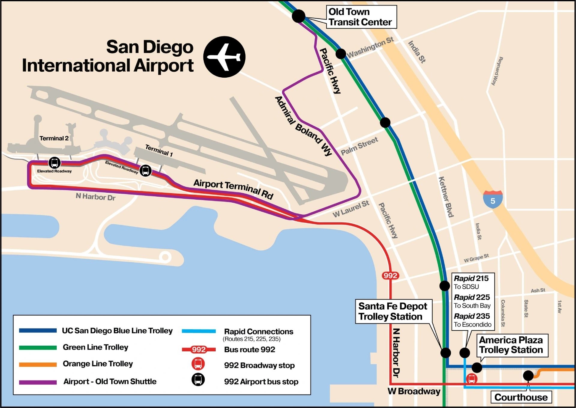 San Diego International Airport New Entrance Roadway Map 2025