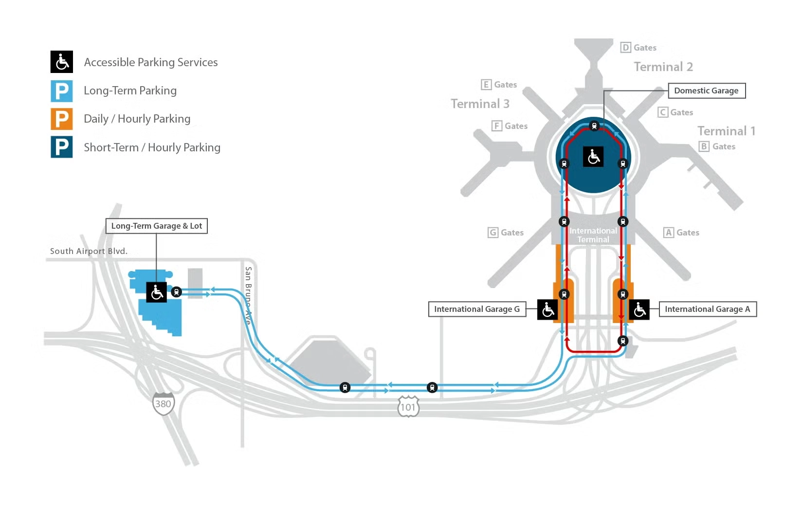 San Francisco International Airport Accessible Parking Map 2025