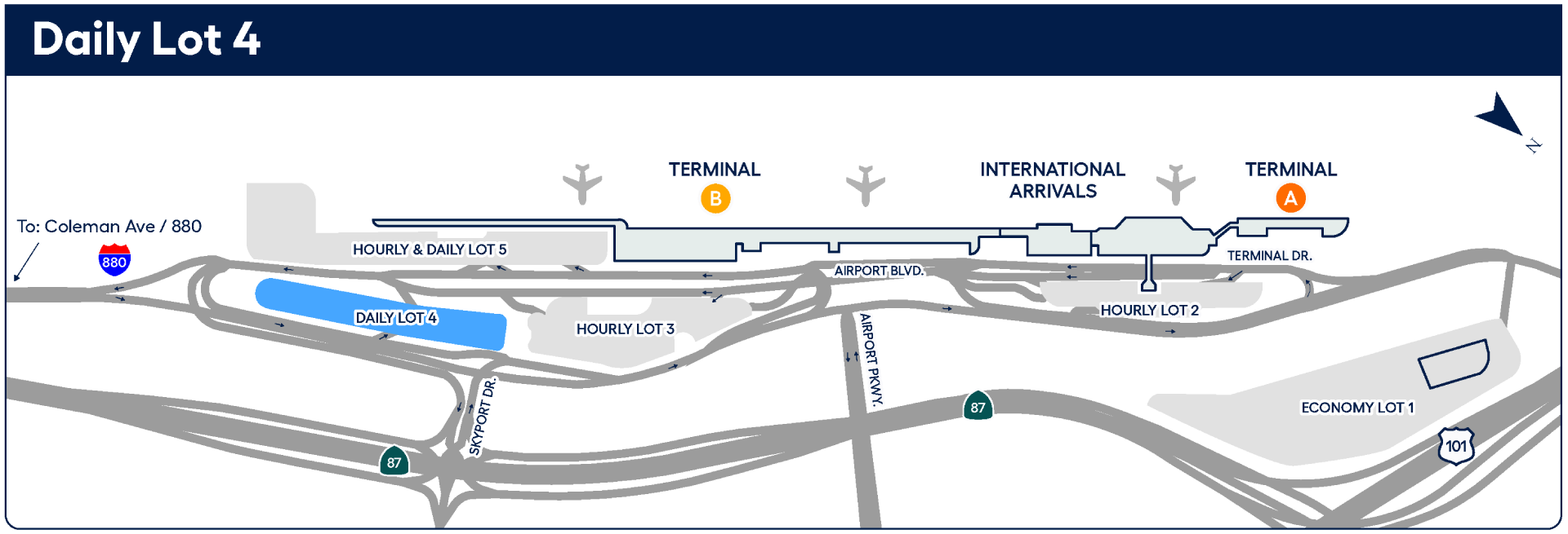 San Jose Mineta International Airport Daily Lot 4 Parking Map 2025