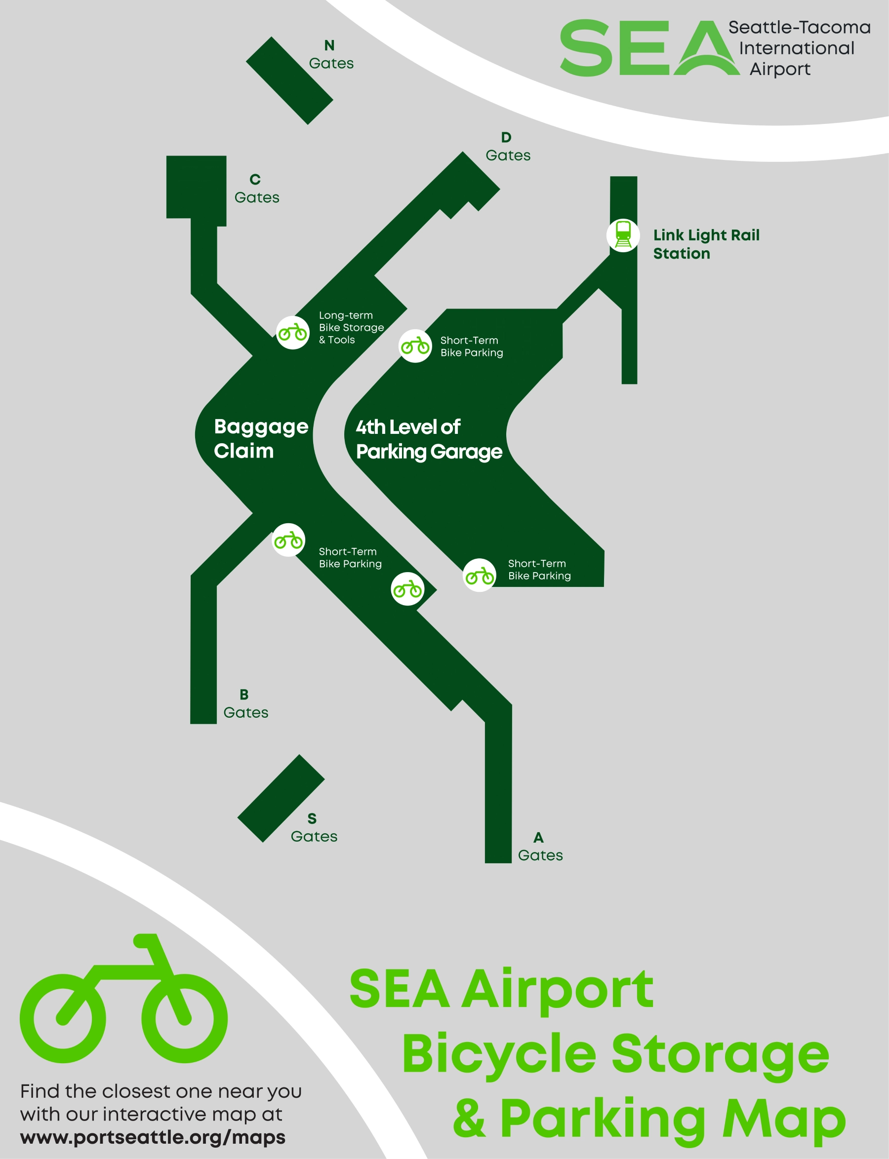 Seattle-Tacoma International Airport Bicycle Storage and Parking Map 2025-2020
