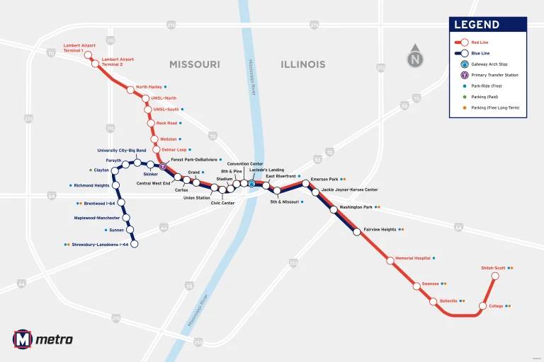 St Louis Lambert International Airport Ground Transportation Map (2025-2018)