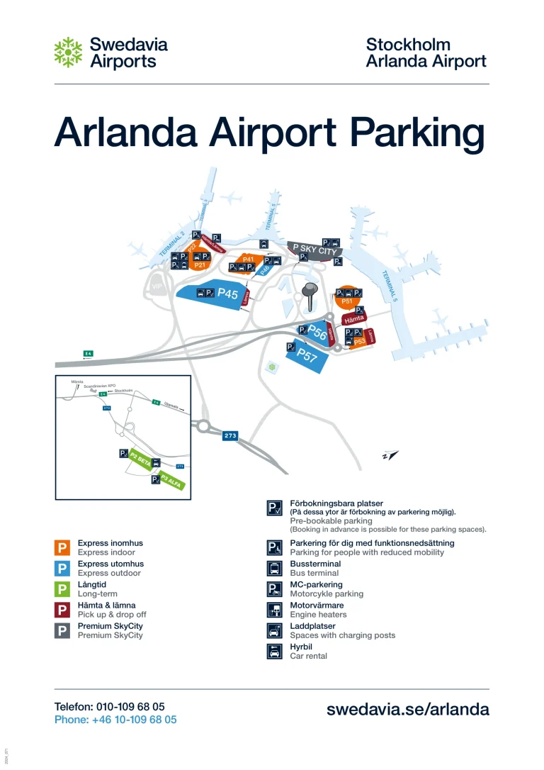 Stockholm Arlanda Airport Parking Map 2025-2024