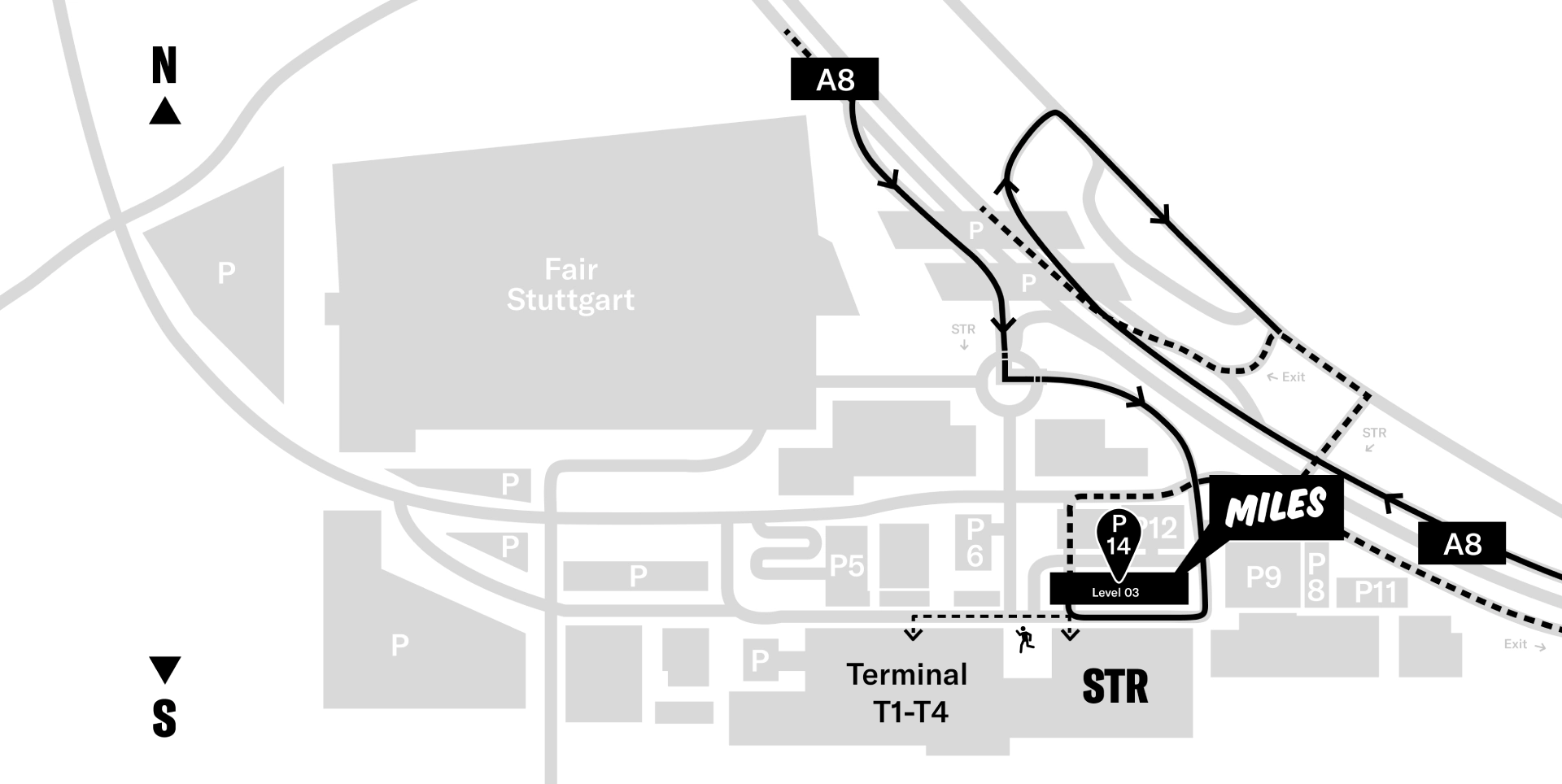 Stuttgart Airport MILES Rental Parking Map 2025