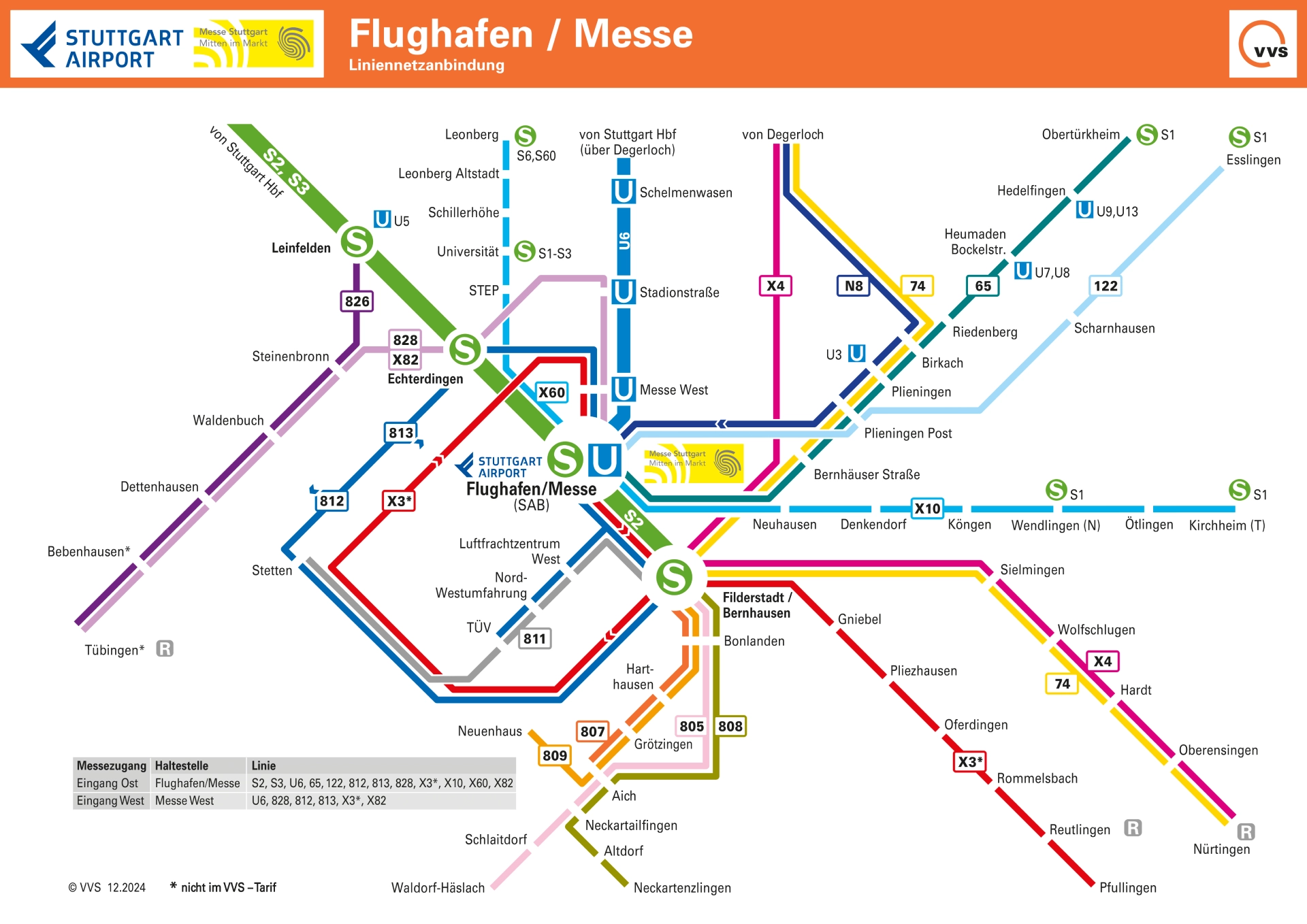 Stuttgart Airport Public Transportation Map 2025-1