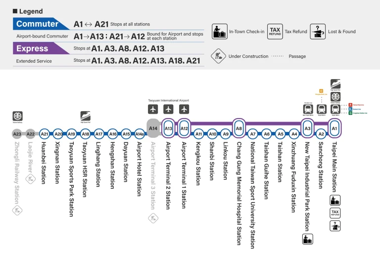 Taiwan Taoyuan International Airport MRT Map 2025-2024