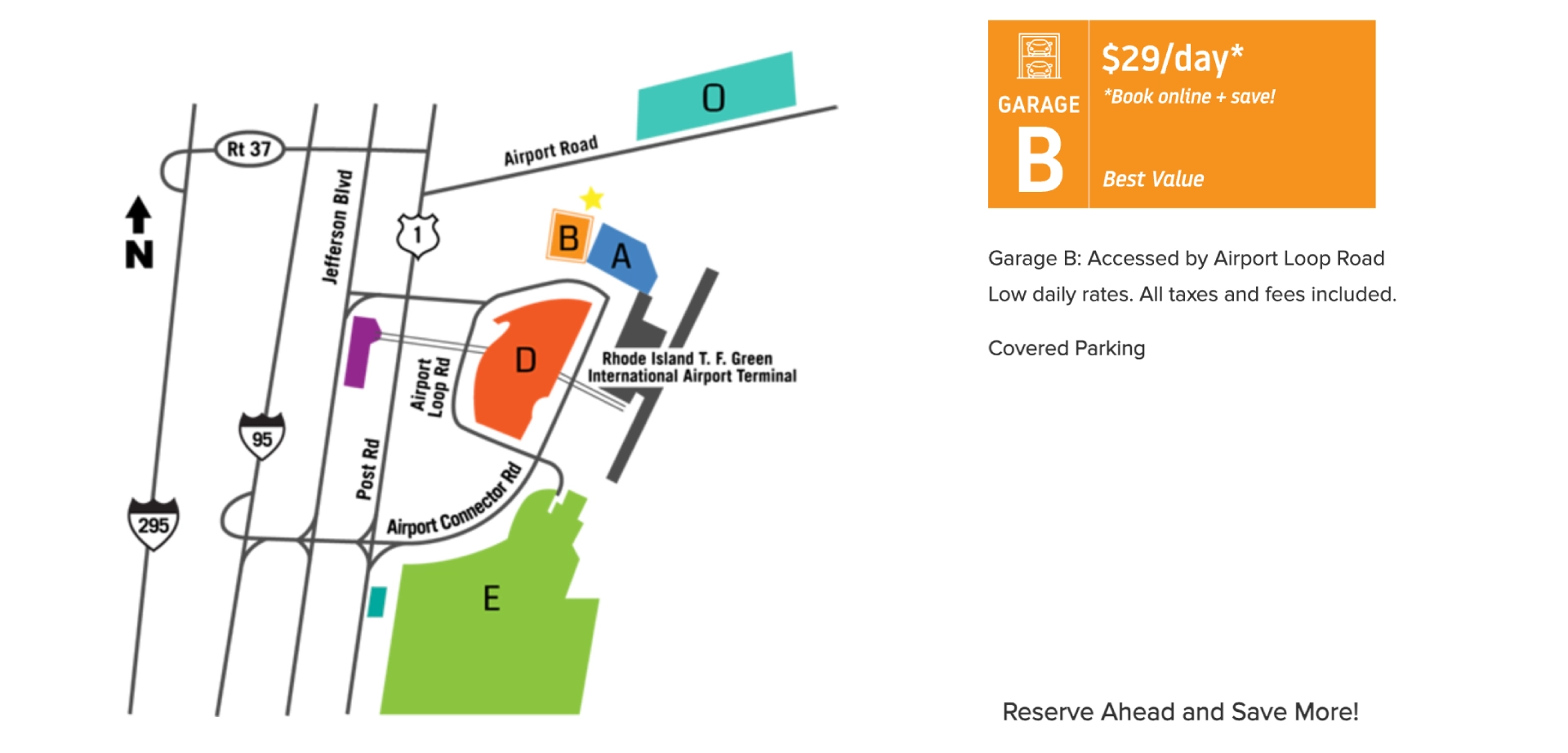 Theodore Francis Green State Airport Parking Garage B Map 2025