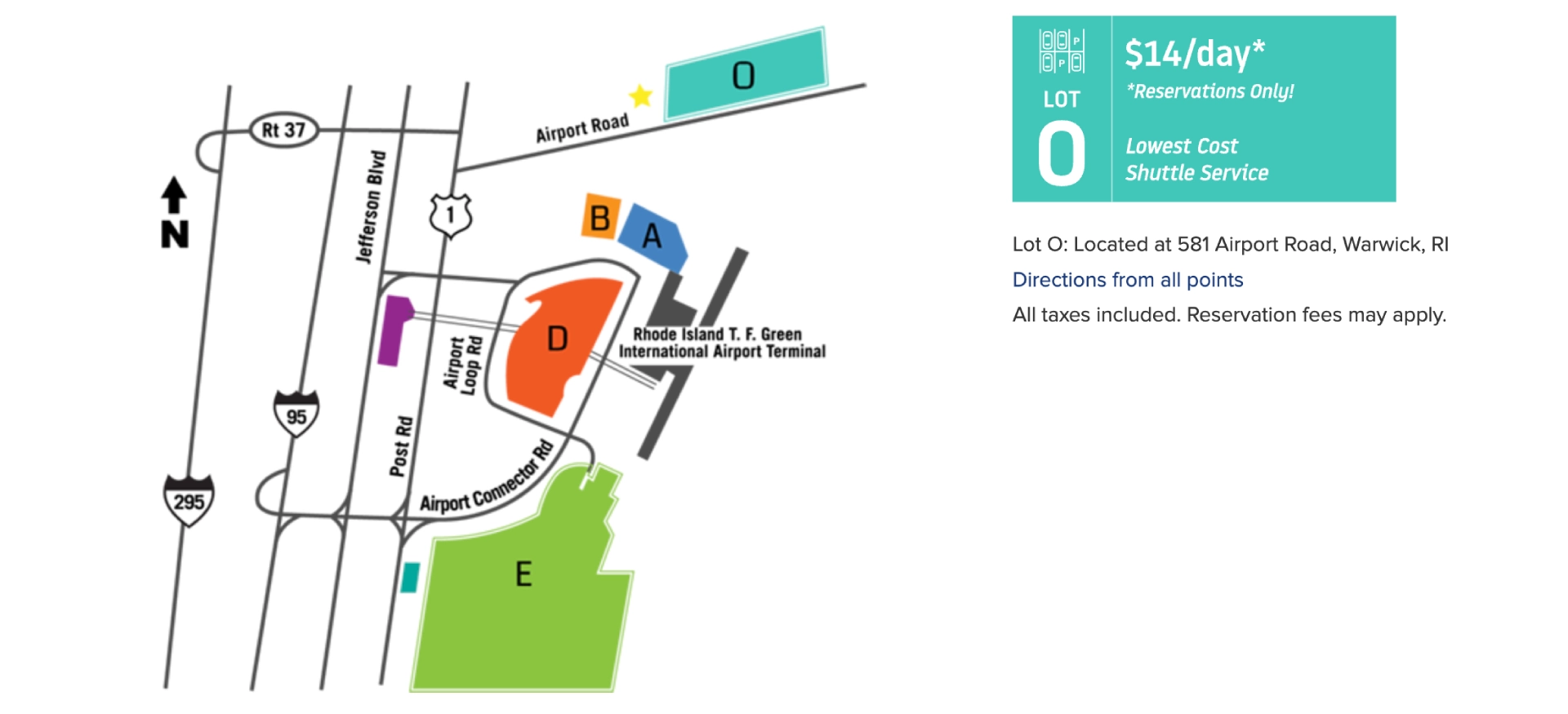 Theodore Francis Green State Airport Parking Lot O Map 2025