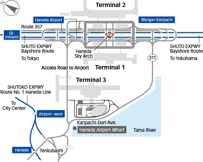 Tokyo Haneda International Airport Car and Motorbike Access Road Map 2025