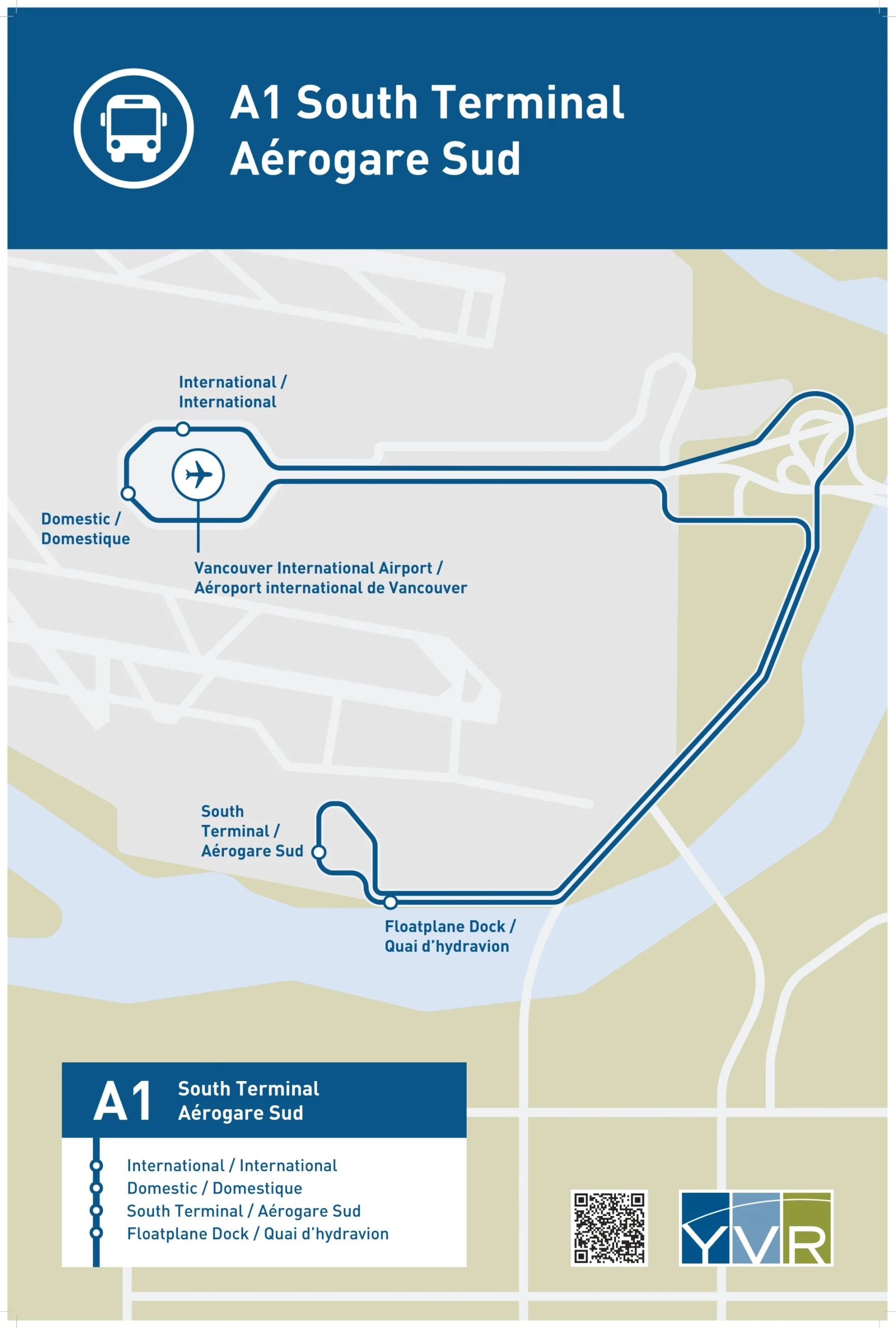 Vancouver International Airport Ground Transportation Map A1 South Terminal Shuttle Route 2025-1