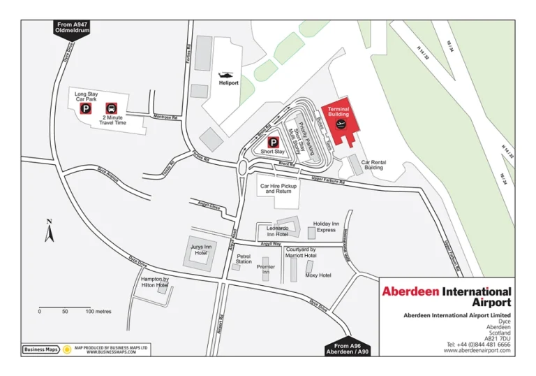 Aberdeen International Airport Ground Transportation Map 2025-2024