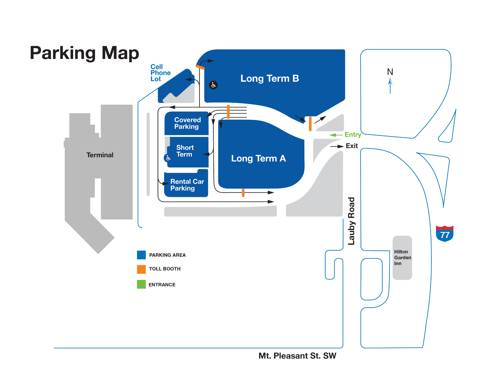 Akron Canton Regional Airport Parking Map 2025-2020