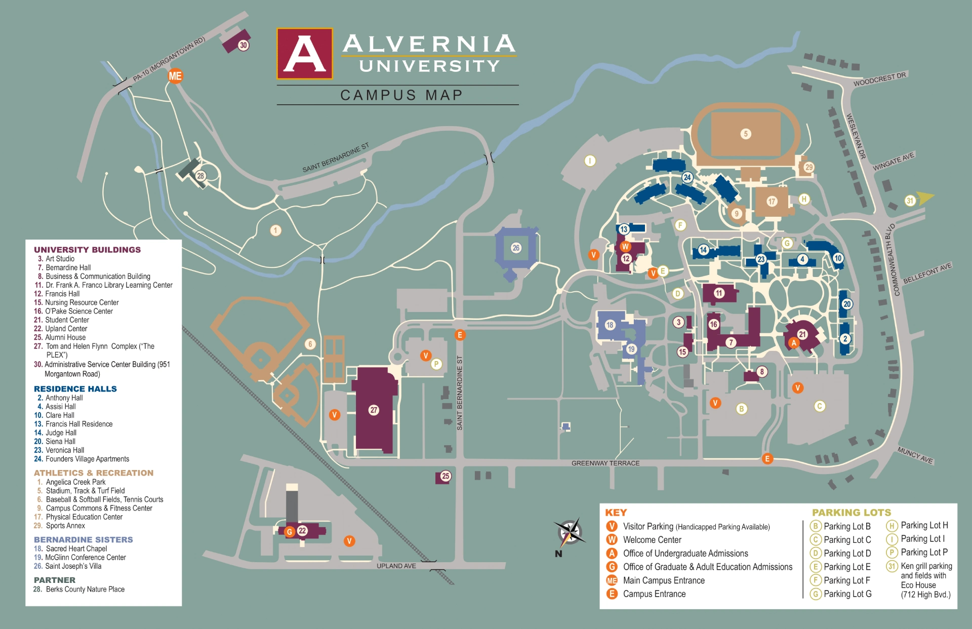 Alvernia University Campus Map 2018