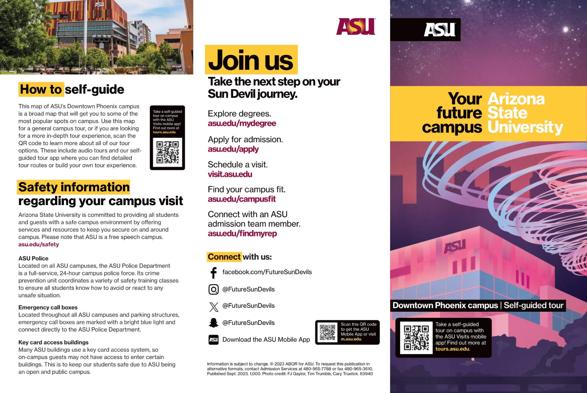 Arizona State University Downtown Phoenix Campus Map 2025 showing labeled academic, residential, and athletic areas with main roads and landmarks.