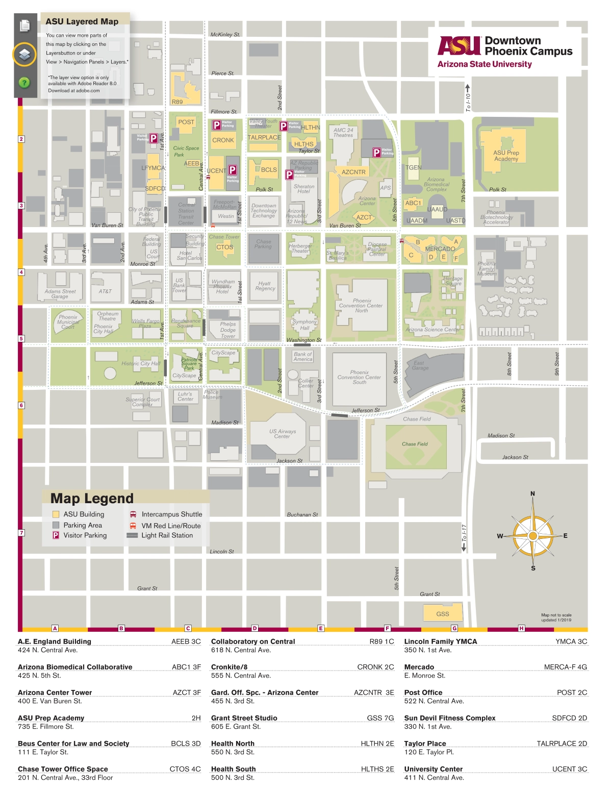 Arizona State University Downtown Phoenix Campus Map 2019