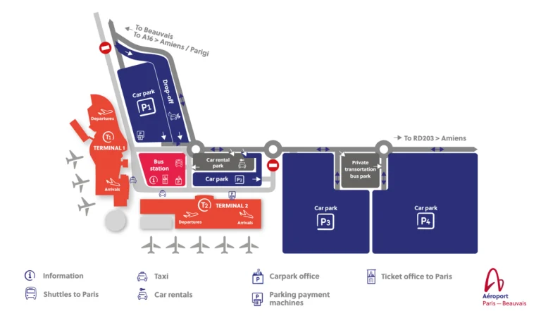 Beauvais Tillé Airport Ground Transportation Map 2025-2024
