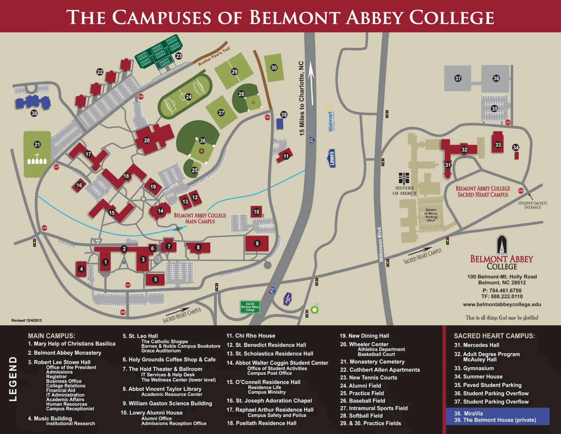 Belmont Abbey College Campus Map 2021