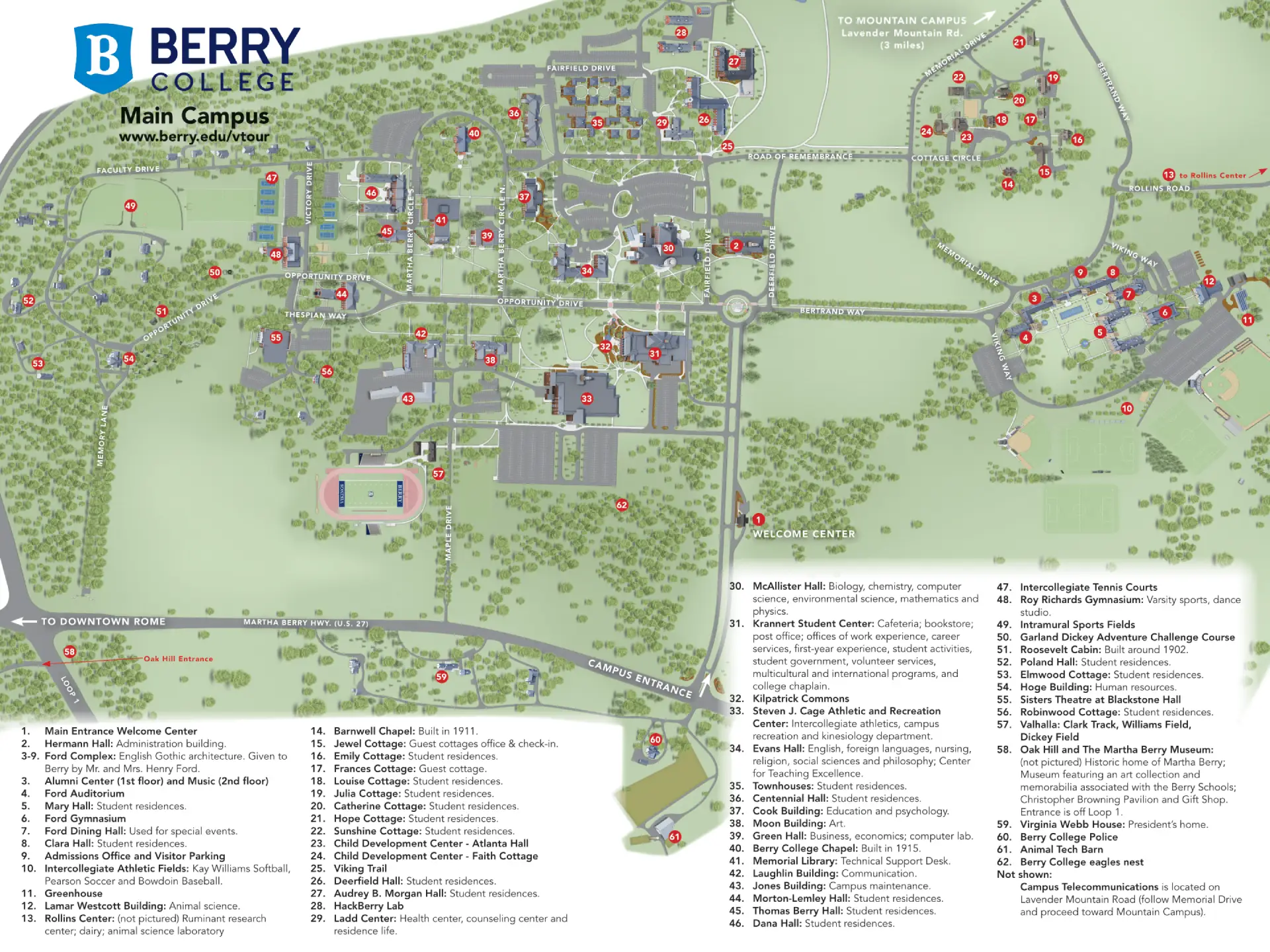 Berry College Campus Map 2024