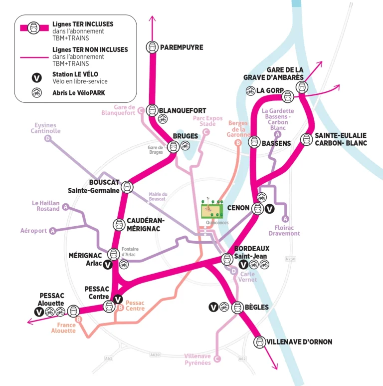 Bordeaux–Mérignac Airport TBM Route Map 2025