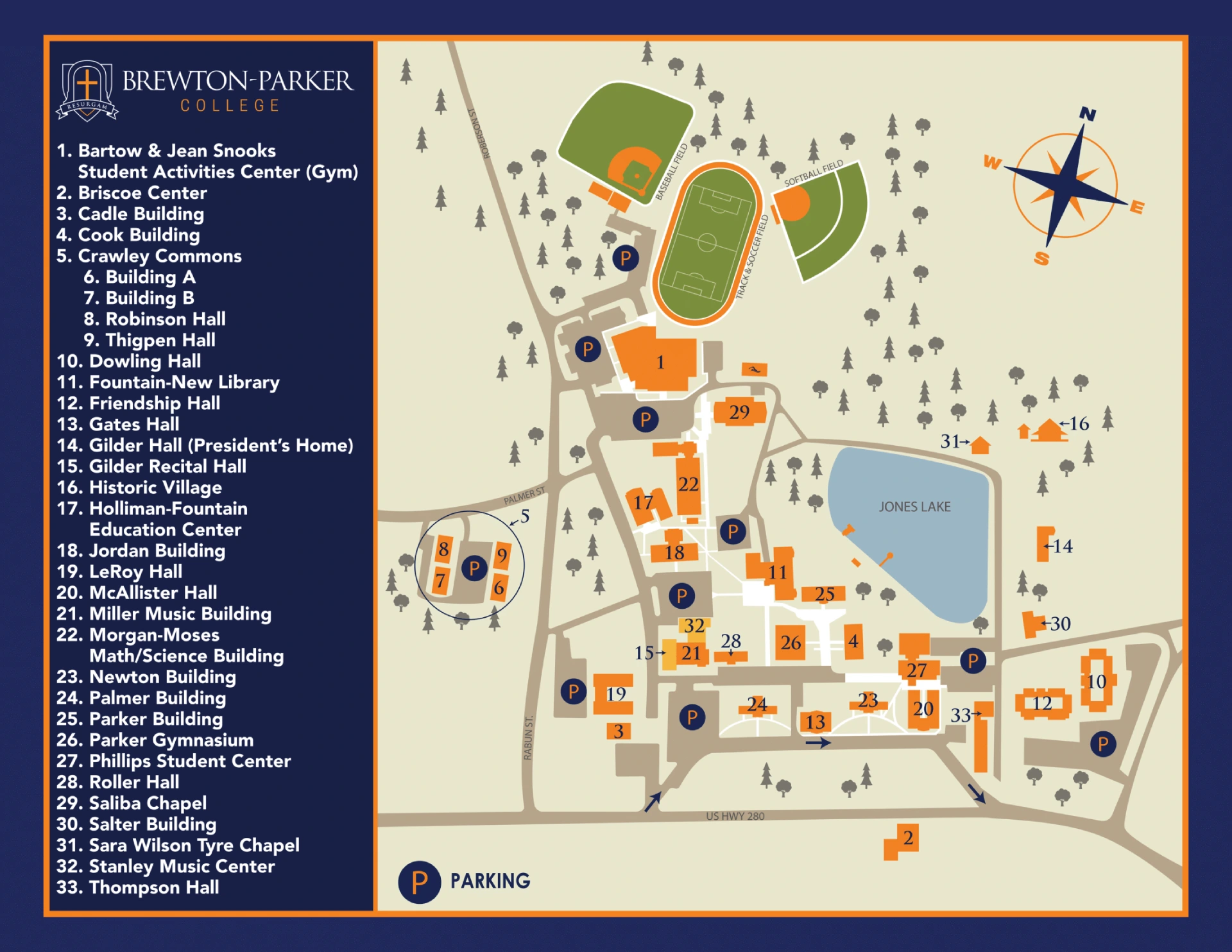 Brewton-Parker College Campus Map 2020