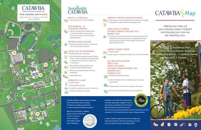 Catawba College Campus Map 2025 showing labeled academic, residential, and athletic areas with main roads and landmarks.