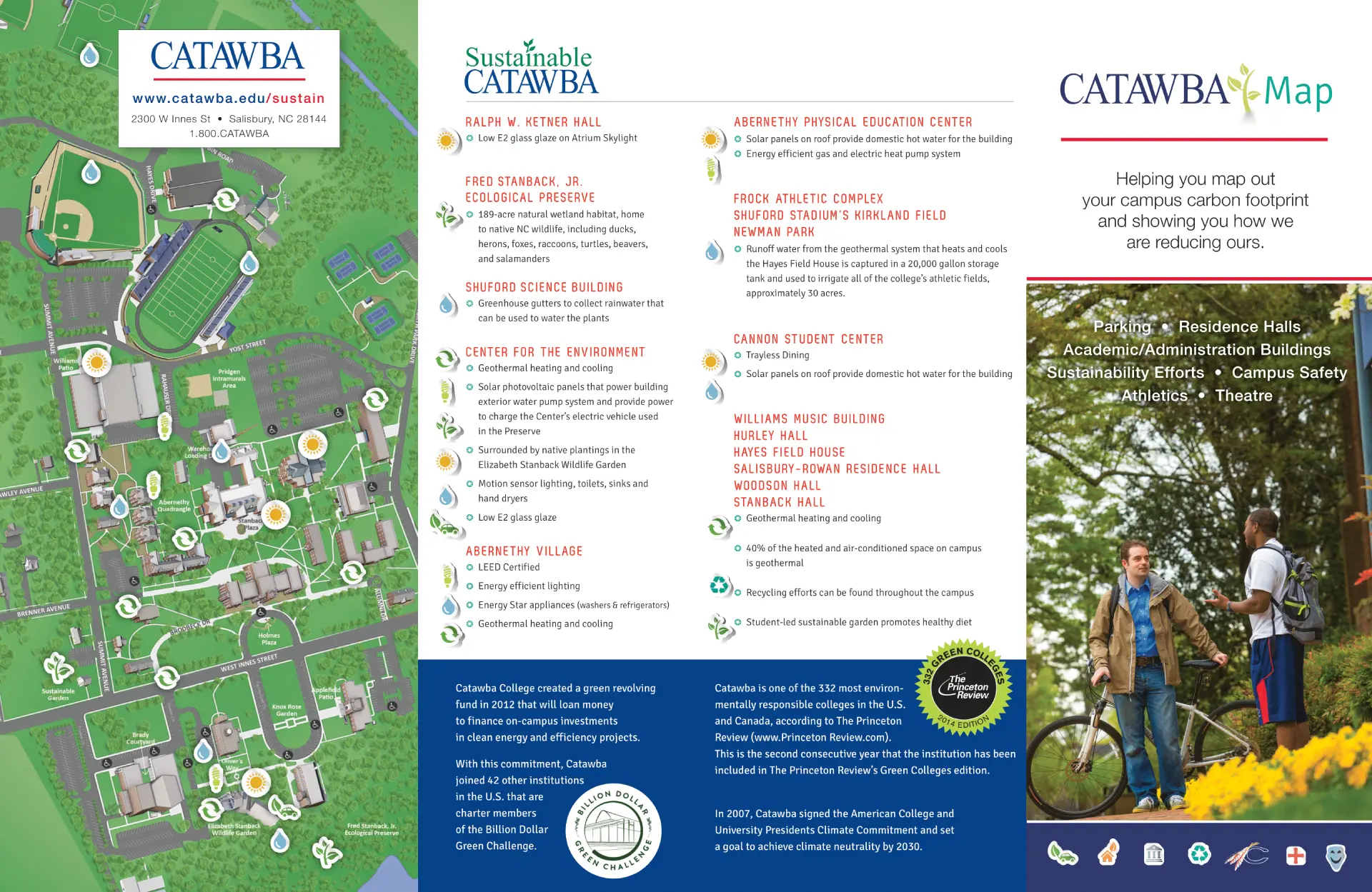 Catawba College Campus Map 2025 showing labeled academic, residential, and athletic areas with main roads and landmarks.
