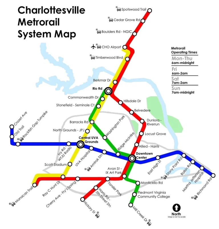 Charlottesville Albemarle Airport Metrorail System Map 2025