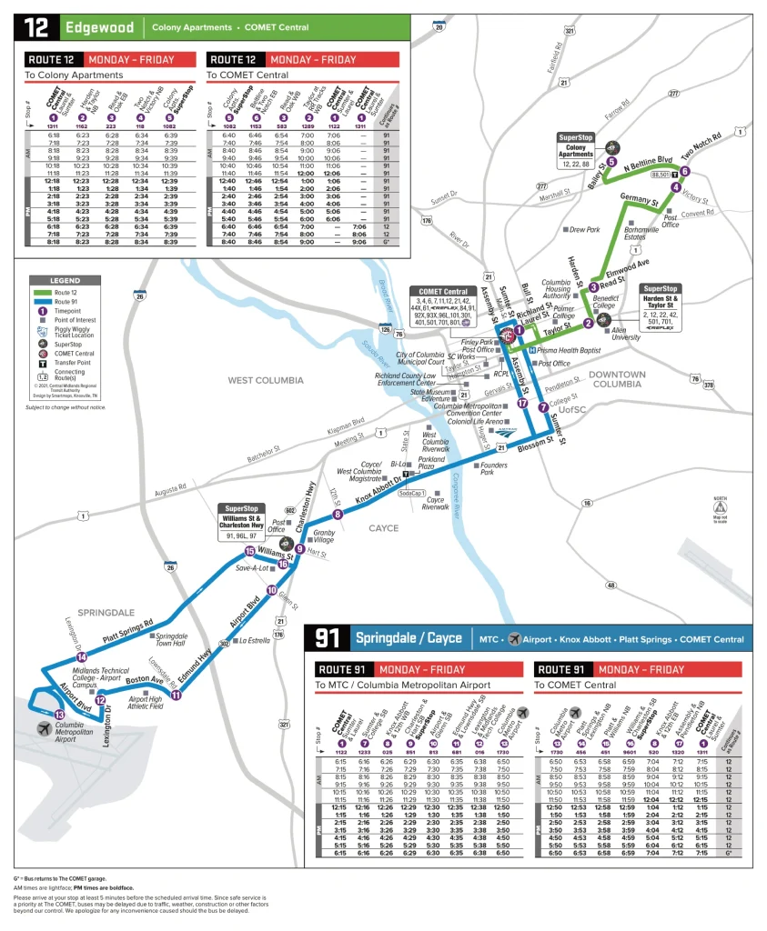 Columbia Metropolitan Airport Ground Transportation Map (2025-2020 ...