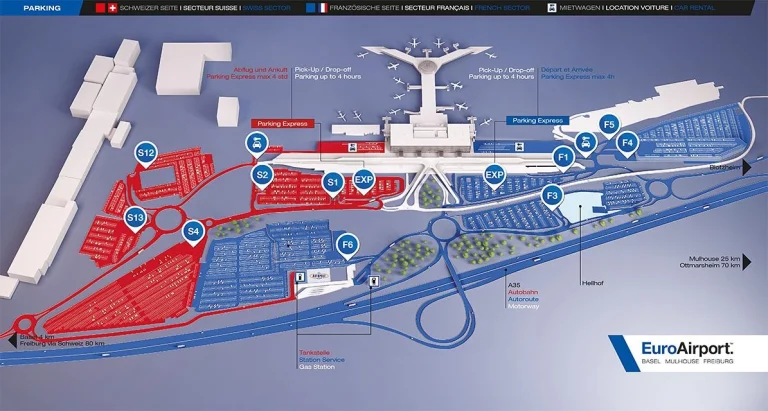 EuroAirport Basel Mulhouse Freiburg Airport Parking Map 2025-2024