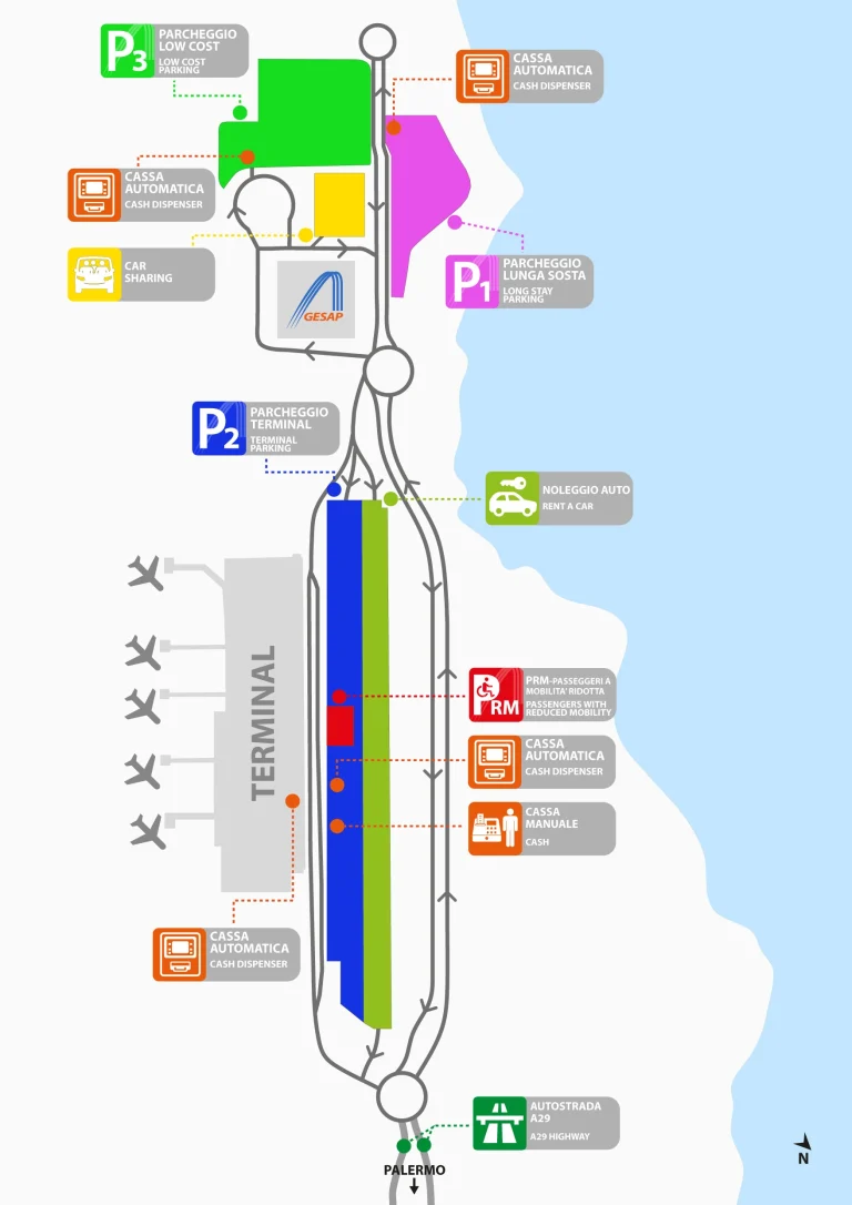 Falcone Borsellino Airport Parking Map 2025-2022