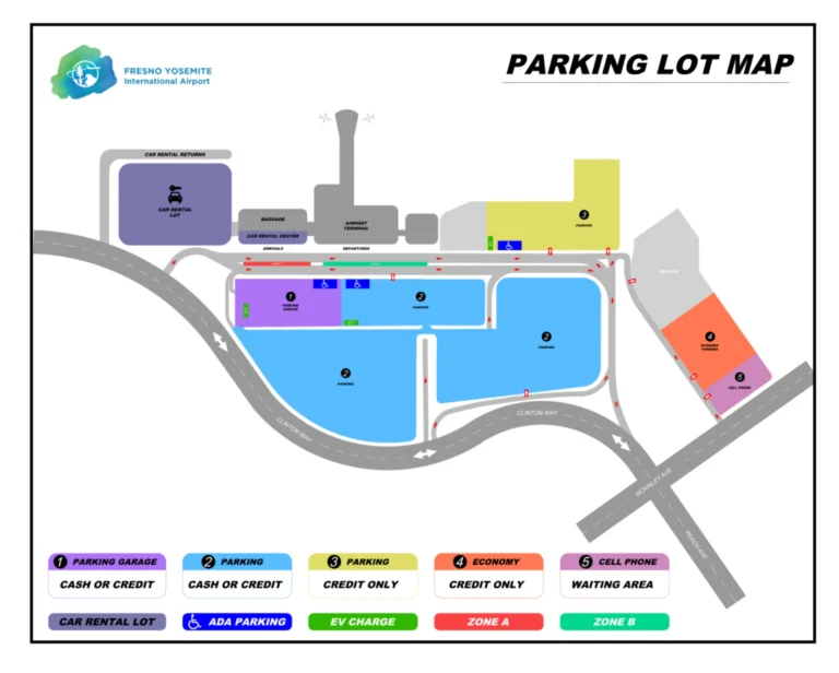 Fresno Yosemite International Airport Parking Map 2025