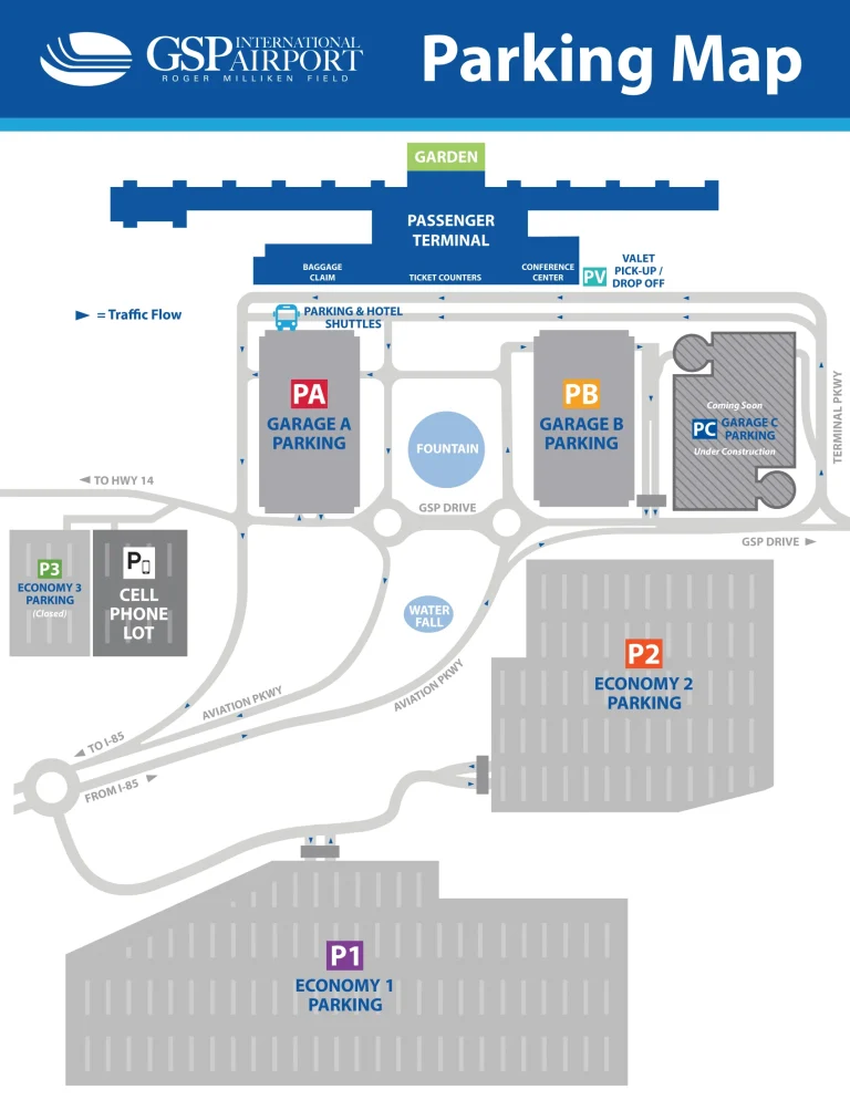 Greenville Spartanburg International Airport Parking Map 2025