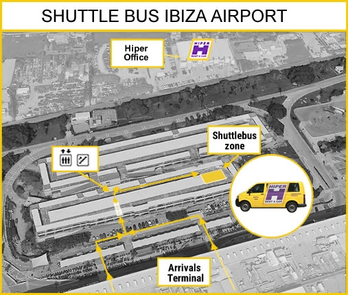 Ibiza Airport Shuttle Zone Map 2025