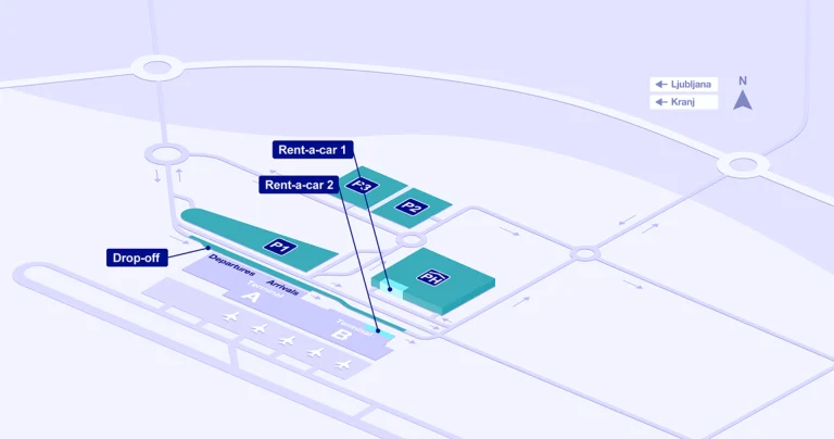Ljubljana Jože Pučnik Airport Car Rental Map 2025