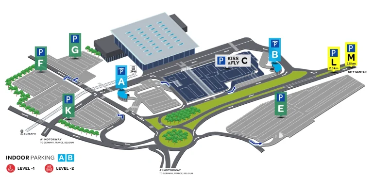 Luxembourg City Airport Parking Map 2025