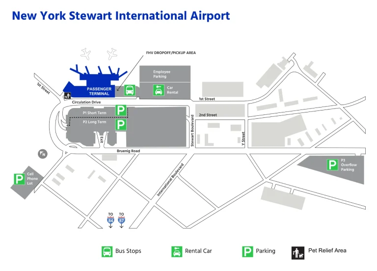 New York Stewart International Airport Parking Map 2025-1